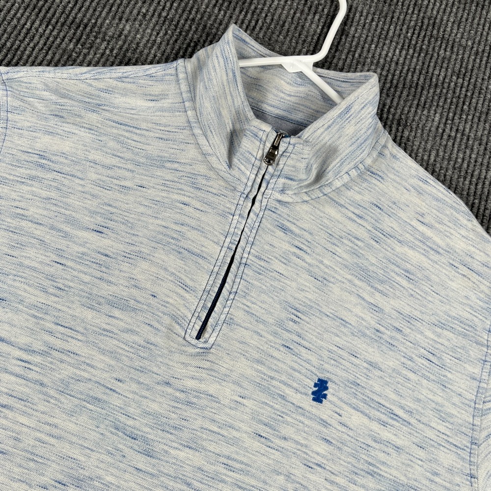 IZOD Pullover Sweatshirt Mens 2XL XXL White Blue Long Sleeve 1/4 Zip Stretch